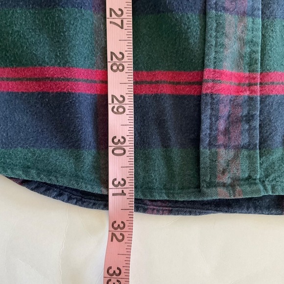 Tommy Hilfiger Flannel Shirt Mens L Corduroy Collar Crest Green Red Navy Plaid - Picture 9 of 10
